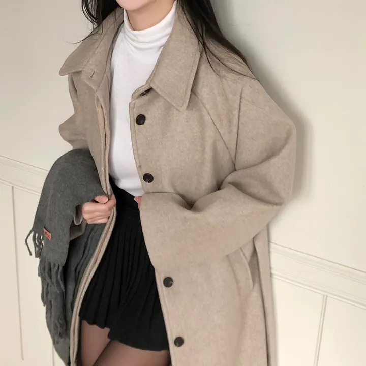 [백화점퀄리티!핏보장🖤]국내제작 탄탄 오버핏 허리끈 싱글 롱코트 4color 상세 이미지 9