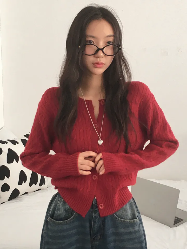 [전컬러입고!/고퀄!후기극찬❣️폭닥 케이블 꽈배기 단추니트가디건 여유핏!] 피오케이블꽈니트가디건 상세 이미지 13