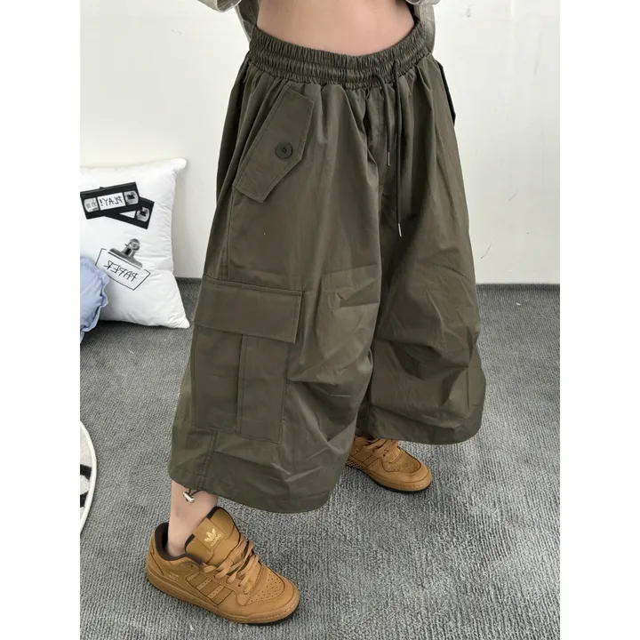 ★BEIGE 4/25 출고예정★[UNISEX]더블 포켓 커버 포인트 유니크 핀턱 카고 코튼 루즈 스트링 버뮤다 하프 팬츠(4color) 상세 이미지 17