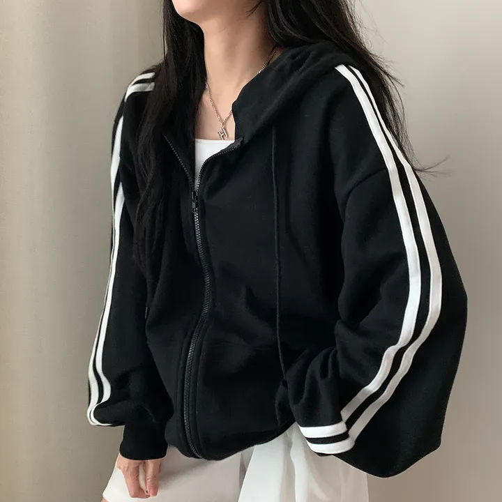[루즈핏/꾸안꾸🖤] 키트 투라인 후드 집업 점퍼 상세 이미지 2