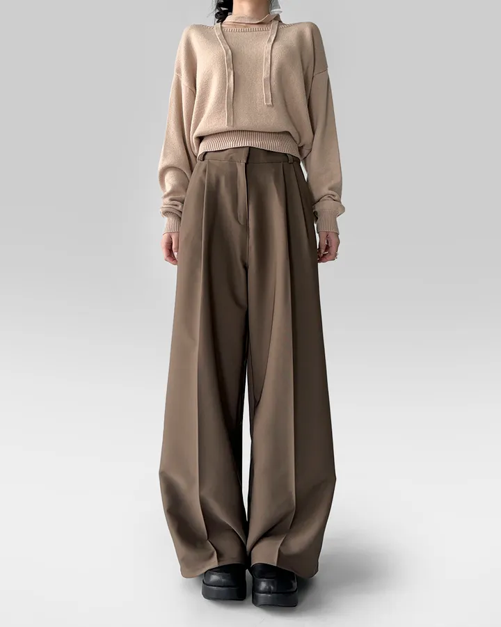 [~3XL/2기장] 르네상스 모더니즘 더블 핀턱 통 와이드 루즈핏 슬랙스 긴바지 롱팬츠 상세 이미지 39