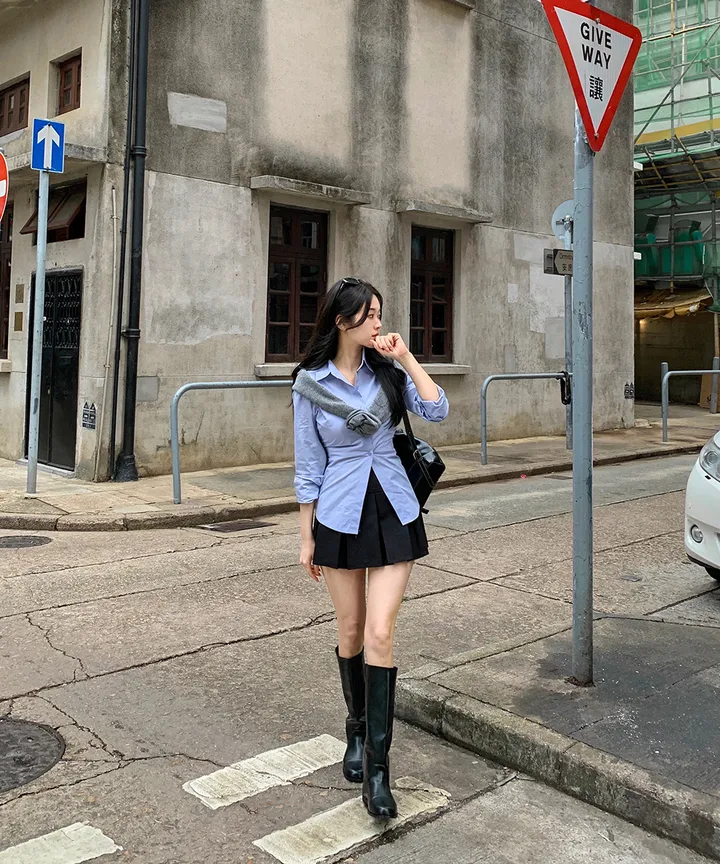 [귀욤아방핏🤎완전강츄] 하이넥 하프 숏 트렌치코트 오버핏 루즈핏 A라인 케이프 바바리 자켓 야상 점퍼 봄 가을 간절기 아우터 데일리룩 2COL 상세 이미지 20