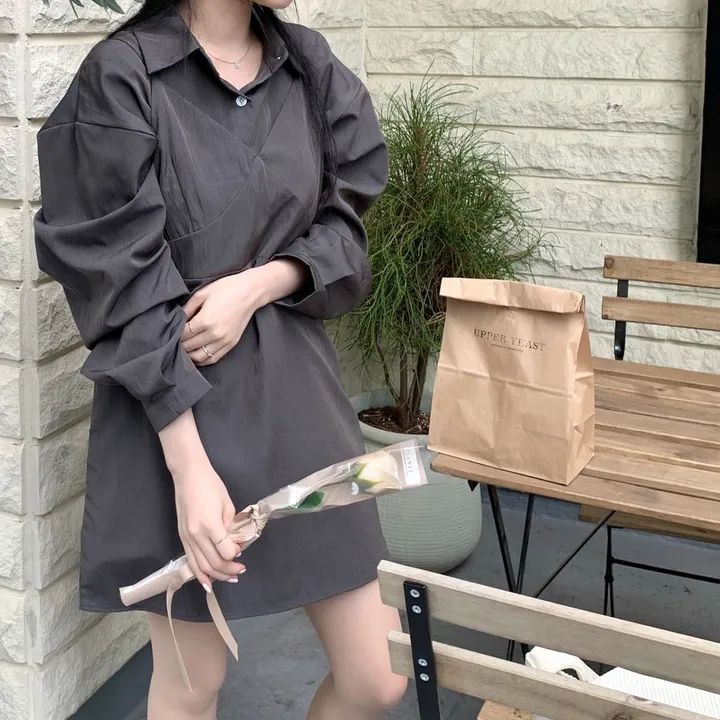 [set🖤/기장조절/데이트룩] 셔츠ops+뷔스티에ops 투피스 레이어드 세트set 상세 이미지 30