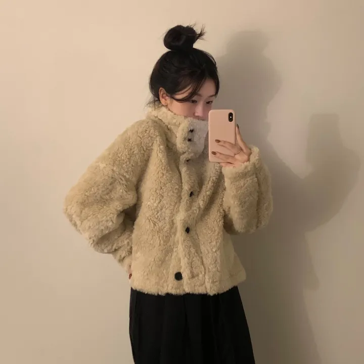 [문의폭주🐻] 베어 버튼 뽀글이 퍼 숏코트 자켓 / 누빔 코트 자켓 - 3color 상세 이미지 6