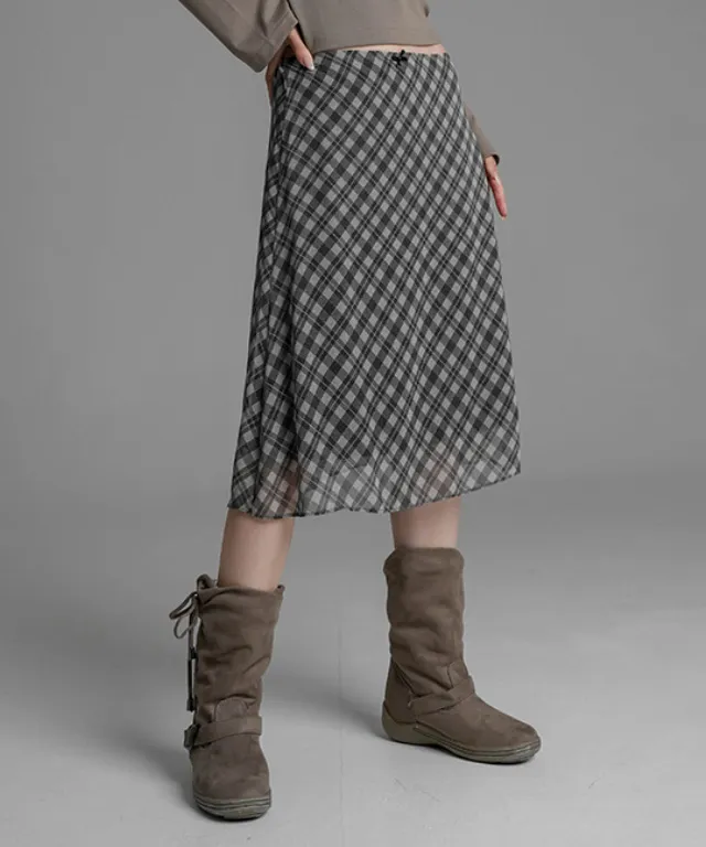 카흐 체크 미디스커트