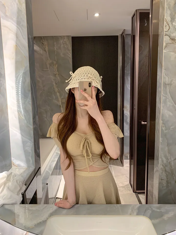 [러블리무드🎀소두핏] 벙거지 버킷햇 꽈배기 그물 뜨개 니트 짜임 모자 봄 여름 휴양지룩 휴가룩 여행룩 3COL 상세 이미지 45