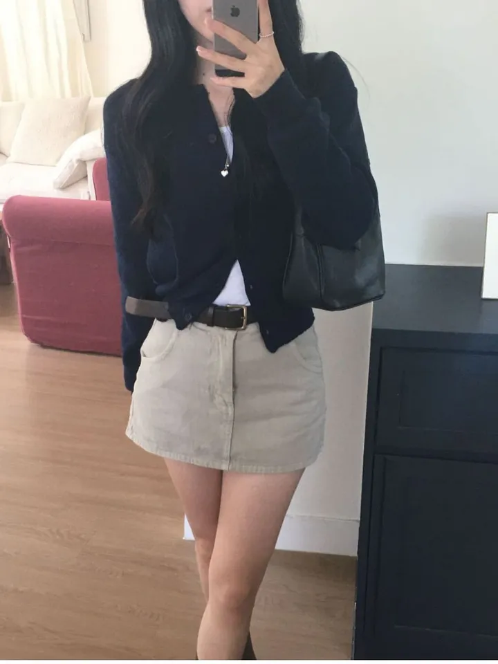 롯지 데일리 라운드 긴팔 가디건 (7color) - 가을 겨울 니트 기본 심플 베이직 버튼 간절기 아우터 상세 이미지 11