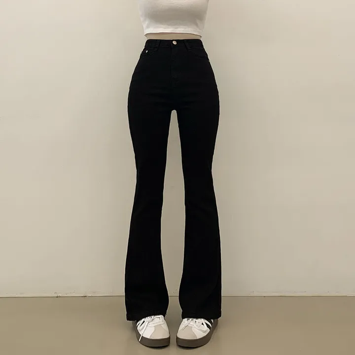 [S~2XL] 착붙핏🖤 체형보정 블랙 코튼 슬림 부츠컷 롱팬츠 키큰녀 키작녀 빅사이즈 상세 이미지 4
