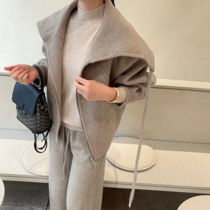 숄카라 양모 울 루즈핏 핸드메이드 숏 코트 상세 이미지 12