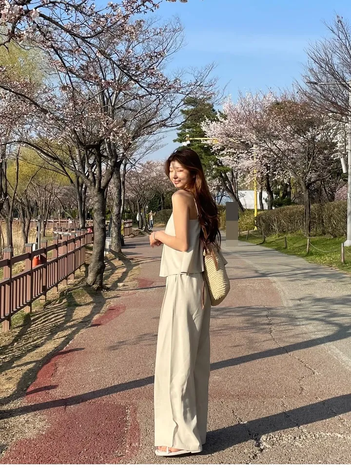 [🌈세트금액/문의폭주🎉] 린넨 핀턱 밴딩 플레어 나시 와이드팬츠 4color 상세 이미지 13