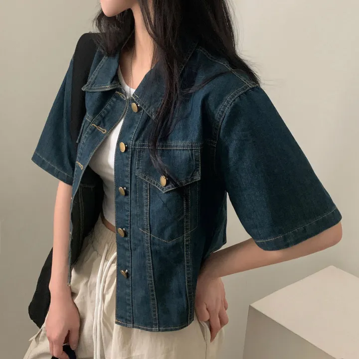 [데일리/청순무드(＊’͜’ )] 봄웨더 반팔 데님 크롭 청자켓 - 3color 상세 이미지 29