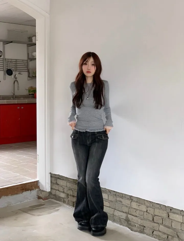 [-3kg🤍여리말라핏]사브리나 여리 레이스 레이어드 프릴 텐션 슬림핏 보트 라운드넥 롱슬리브 티셔츠 4color 상세 이미지 39