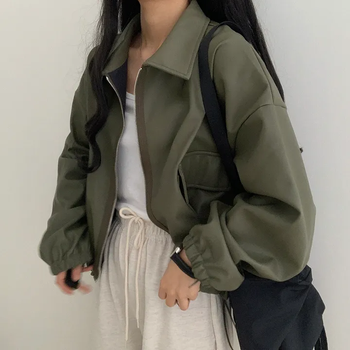 [ 봄신상 ]루즈핏 투웨이 레자 숏점퍼 상세 이미지 19