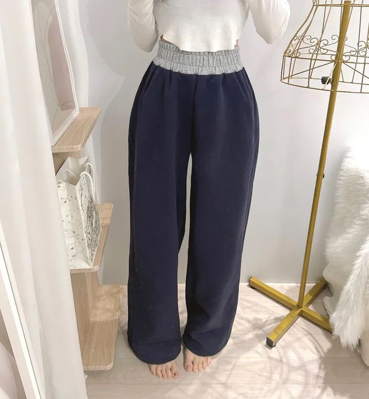 *2way [주머니배색 포인트!] 패트 배색 밴딩 힙 와이드 롱 트레이닝팬츠 롱팬츠 - 4color 상세 이미지 13