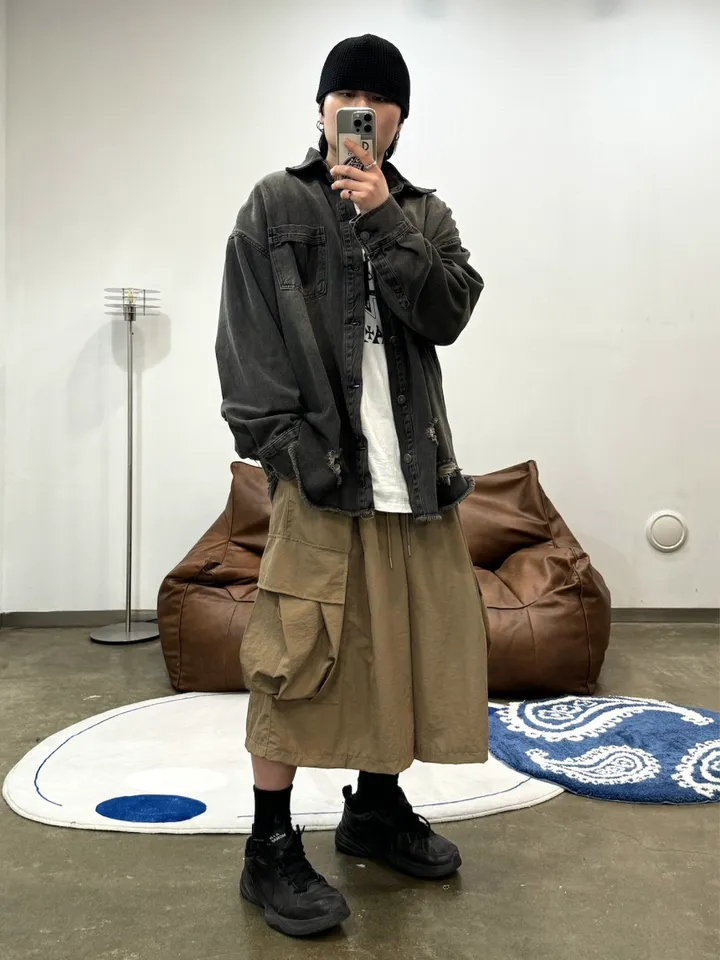 (누적 1000장)(4COLOR) 빅포켓 나일론 8부 카고팬츠 (카고반바지, 여름반바지, 8부팬츠, 와이드반바지, 카고하프팬츠, 나일론팬츠) 상세 이미지 47