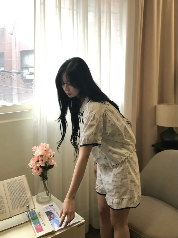 [🖤희귀템/당일출고🖤] 블랙 리본 야옹이 반팔 잠옷 세트 파자마 홈웨어 상세 이미지 13