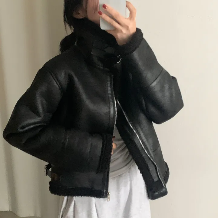 [이번주최저가!/🤎루즈핏] 샌드 양털 하이넥 크롭 무스탕 숏자켓 - 2color 상세 이미지 23