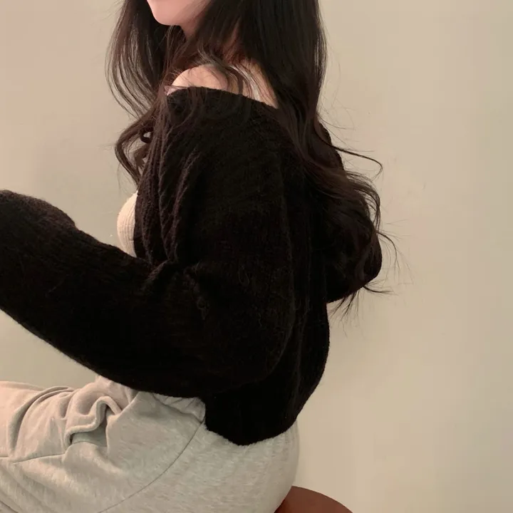 [흘러내림X]퓨어 울 모헤어 리본 볼레로 크롭 가디건 - 4color 상세 이미지 37