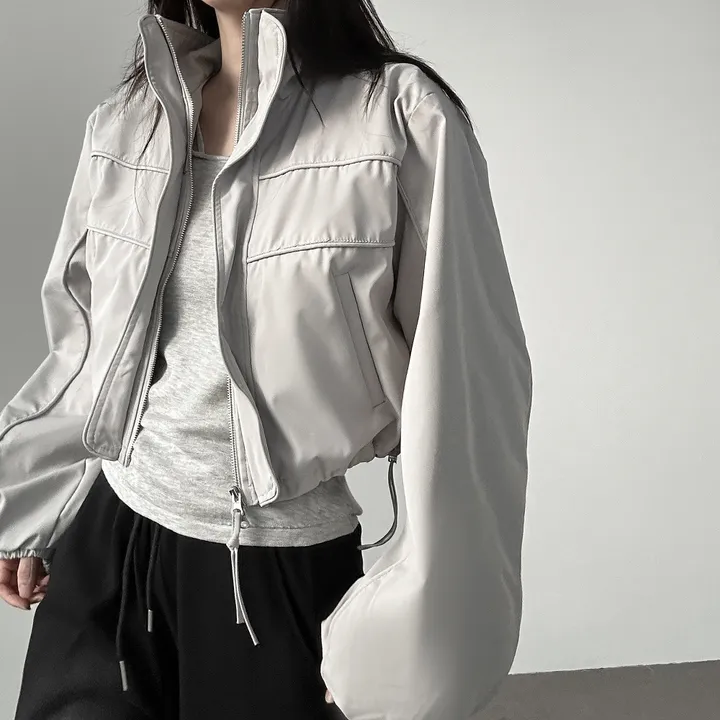 당일출고🚀[quality/도톰] 하이넥 파이핑 고프코어 루즈핏 스트링 바람막이 점퍼 3color 상세 이미지 10