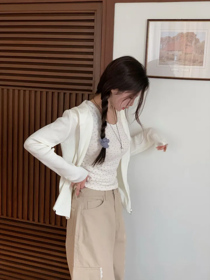 (주문폭주) 헤리 후드 골지 여리핏 니트 집업 (3color) 상세 이미지 30