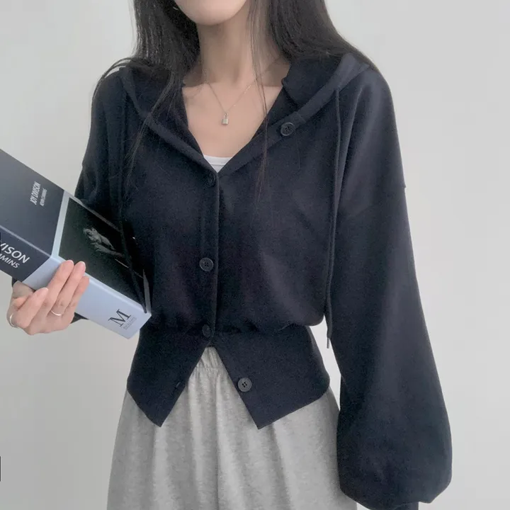 [허리군살 싹잡아줌] 잘록핏감! 소매낭낭 후드 단추 집업가디건 상세 이미지 20