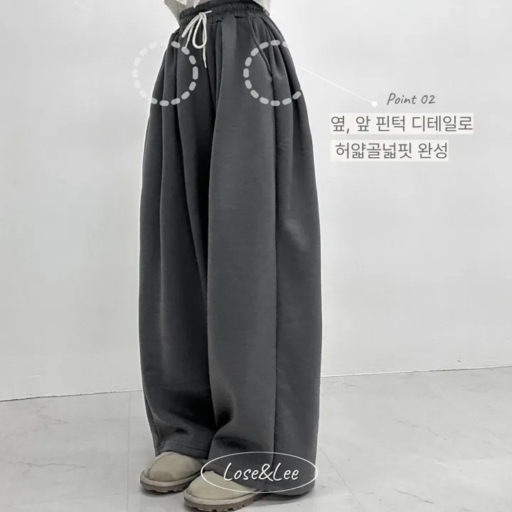 [재구매율증명/3만장돌파🌸/여름강추템] 더블 허얇골넓핏 와이드 하이웨스트 핀턱 사이드핀턱 오버핏 트레이닝 밴딩 팬츠 상세 이미지 7