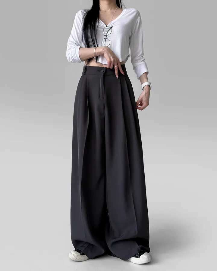 [4계절템/숏,롱/~2XL] 올리브유 메가 통 와이드 더블 핀턱 사계절 슬랙스 상세 이미지 69
