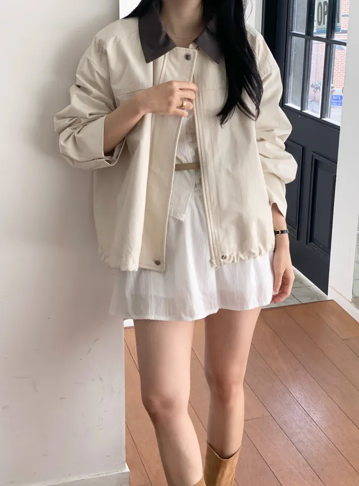 [🌷봄아우터/당일출고] 배색 카라 오버핏 야상 자켓 (숏야상/야상점퍼) 상세 이미지 11