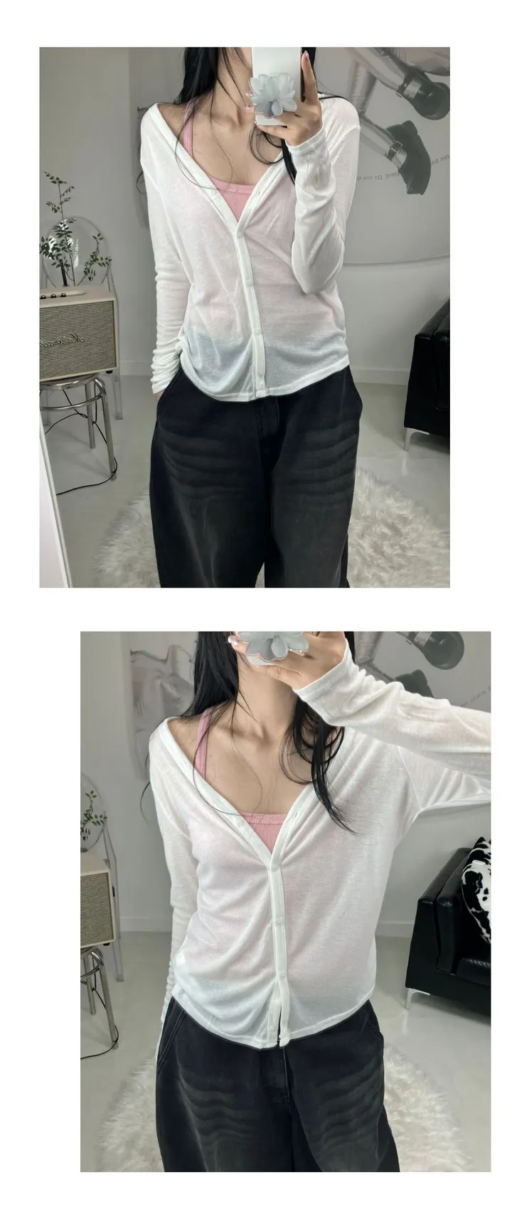 [핏 보장/ 간절기템] 샤인 시스루 가디건 (6color) 상세 이미지 9