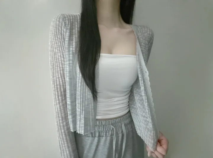[여리보들💕/슥 걸치는]손등 덮는 러빙 텐셜 시스루 루즈핏 크롭 데일리 레이어드 브이넥 가디건 5color 상세 이미지 10