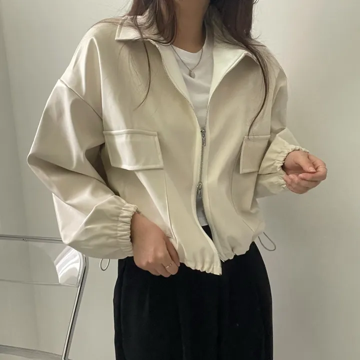 [투웨이/고퀄리티]레더 스트링 카라 크롭 라이더 숏자켓 3color 상세 이미지 42