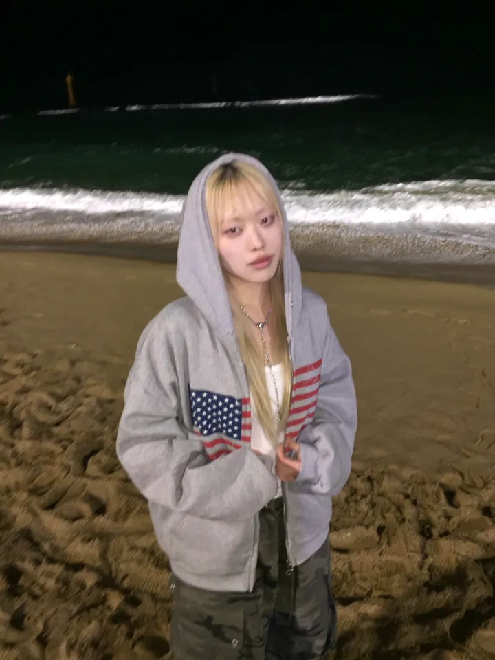 (기모ver) American flags cropped hooded zip-up [2color] 상세 이미지 13