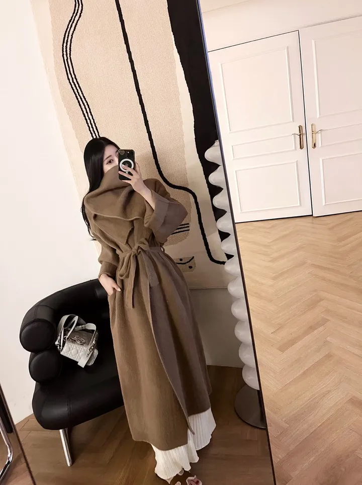 *무조건당일배송/강추* 까누아 빅숄카라 패치 밍크 롱 코트 가디건 [수입] 상세 이미지 7