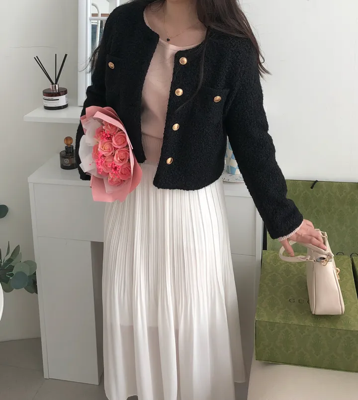 당일💖 데이트룩 벚꽃룩 연말룩 하객룩 강추! 눈꽃 부클 트위드 자켓 퍼자켓 상세 이미지 21