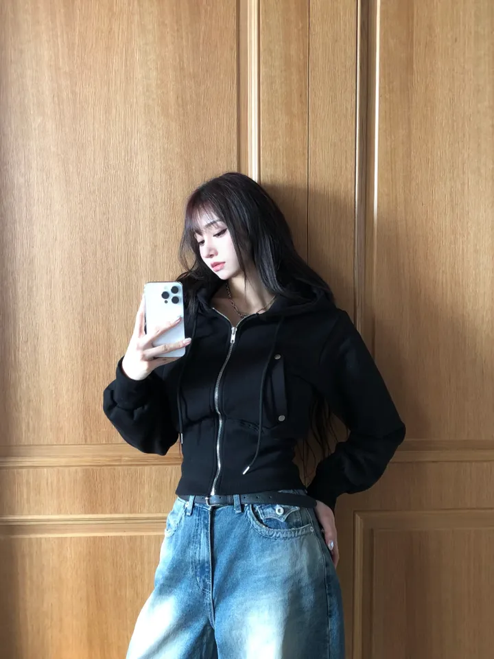 [당일발송🚀/허리보정!] 밴딩 포켓 크롭 후드집업 슬림핏 집업 상세 이미지 19