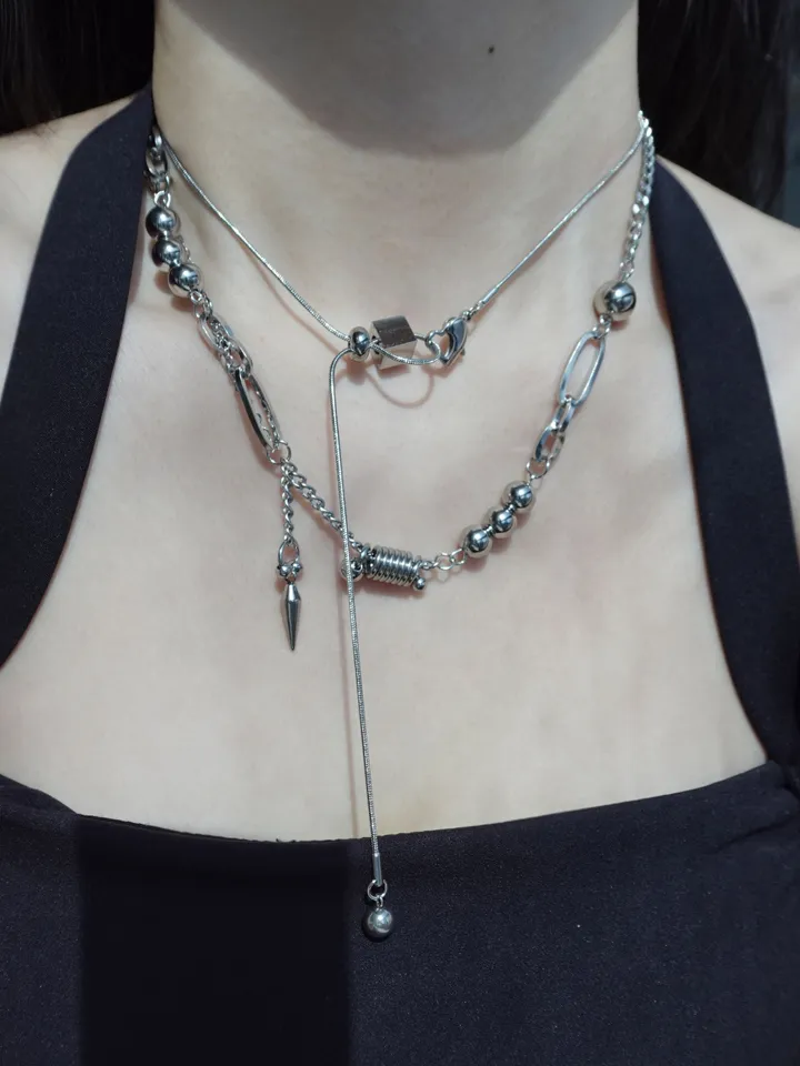 [써지컬] chic drop necklace | 미니멀 시크 드롭 뱀줄 목걸이 상세 이미지 11