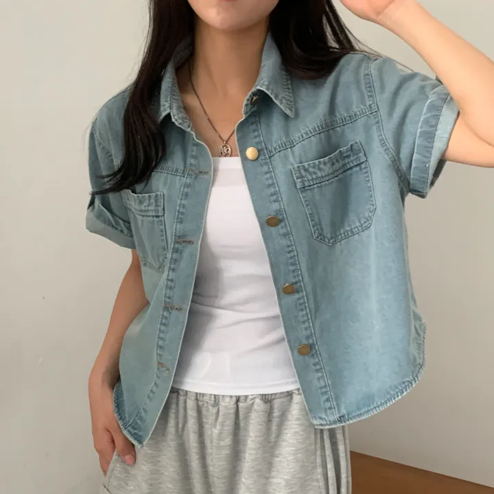 [여름자켓/데일리] 라이크 롤업 투포켓 반팔데님 자켓, 셔츠 - 3color 상세 이미지 27