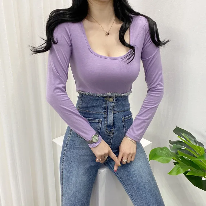 🚀당일발송🚀[묶음할인/11컬러] 조이 봄 가을 뉴 스퀘어넥 긴팔 티셔츠 이너티 상세 이미지 31