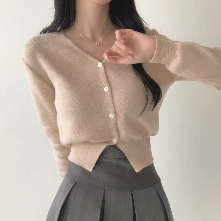 [허리잘록/예쁜핏🤍!] 스노이 브이넥 니트가디건 - 5color 상세 이미지 35