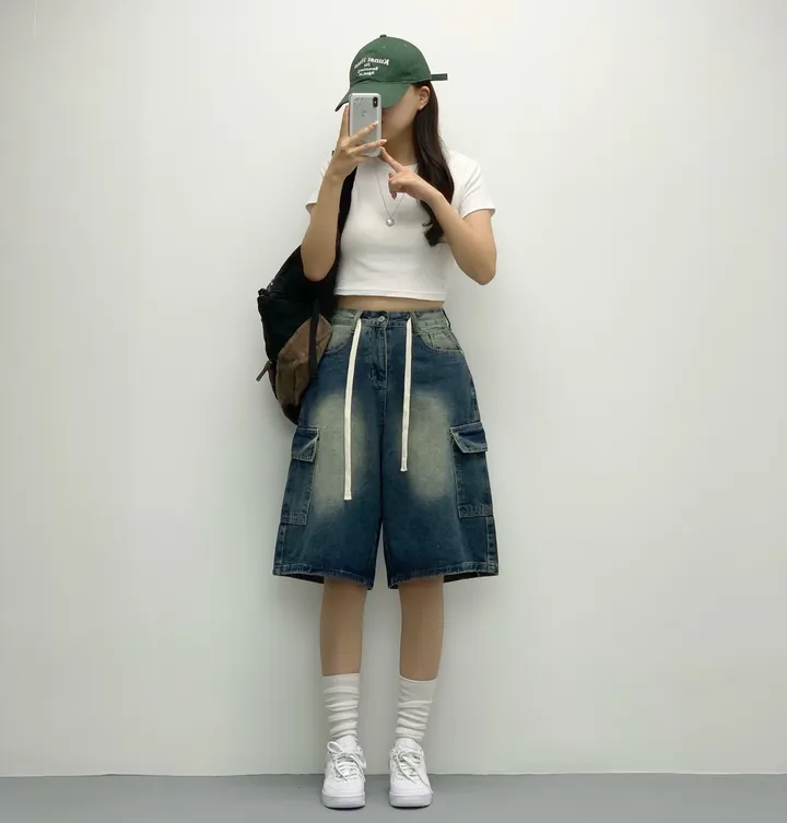 [인생버뮤다/~XL/5부기장] 버블 빈티지 워싱스트링 카고 버뮤다팬츠 5부 데님팬츠 청반바지 숏팬츠 여름팬츠 선데이이브닝 상세 이미지 24
