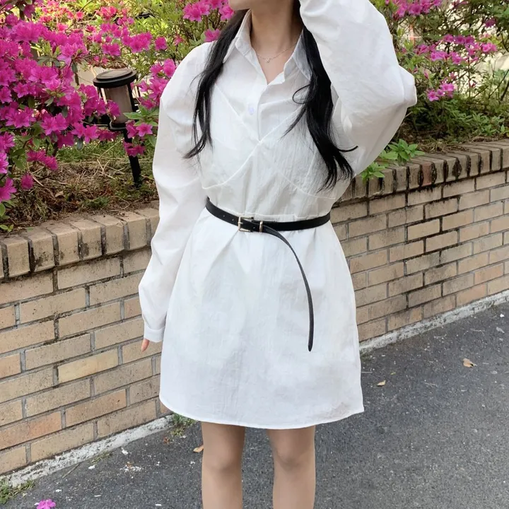 [set🖤/기장조절/데이트룩] 셔츠ops+뷔스티에ops 투피스 레이어드 세트set 상세 이미지 10