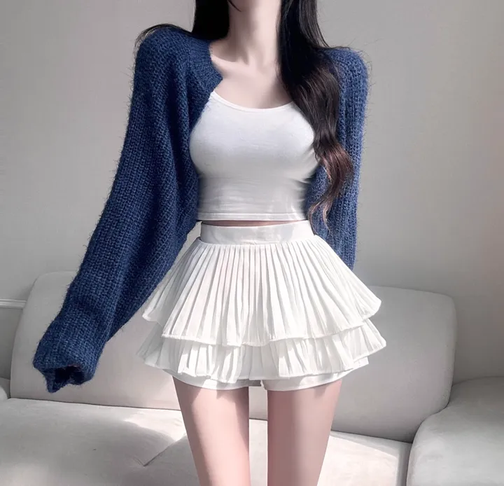 [여리핏보장!!/여친룩/9col] 보들 데일리 청순 솔잎 볼레로 가디건 벌룬핏 루즈 아방한 하찌 니트 베이직 기본 개강룩 데이트룩 봄 피크닉 간절기 벚꽃룩 러블리 세미 크롭 퍼 상세 이미지 30