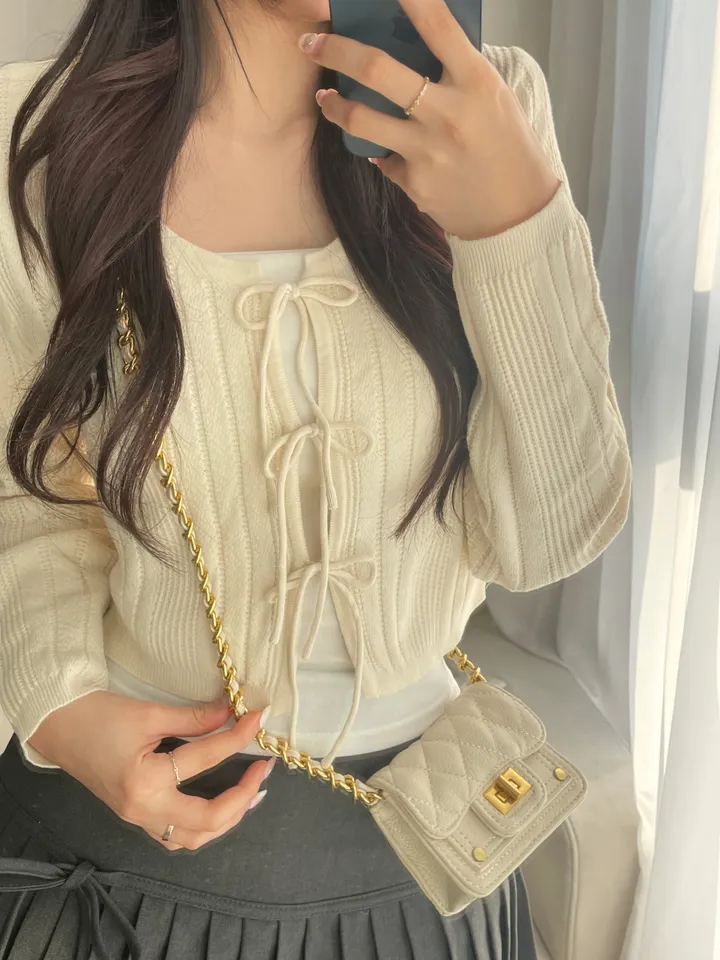 [주문폭주🤍/리본포인트!]  💘남심 저격해버릴 리스 쓰리리본 가디건 상세 이미지 13