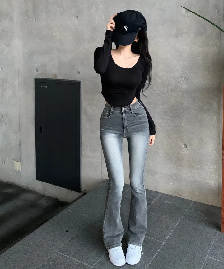 [XS~/자체제작🖤/숏&롱] #자스민벨 바비 하이웨스트 워싱 그레이 흑청 슬림 롱 부츠컷 데님 인생 팬츠 청바지 키큰녀 키작녀 기장선택 상세 이미지 24