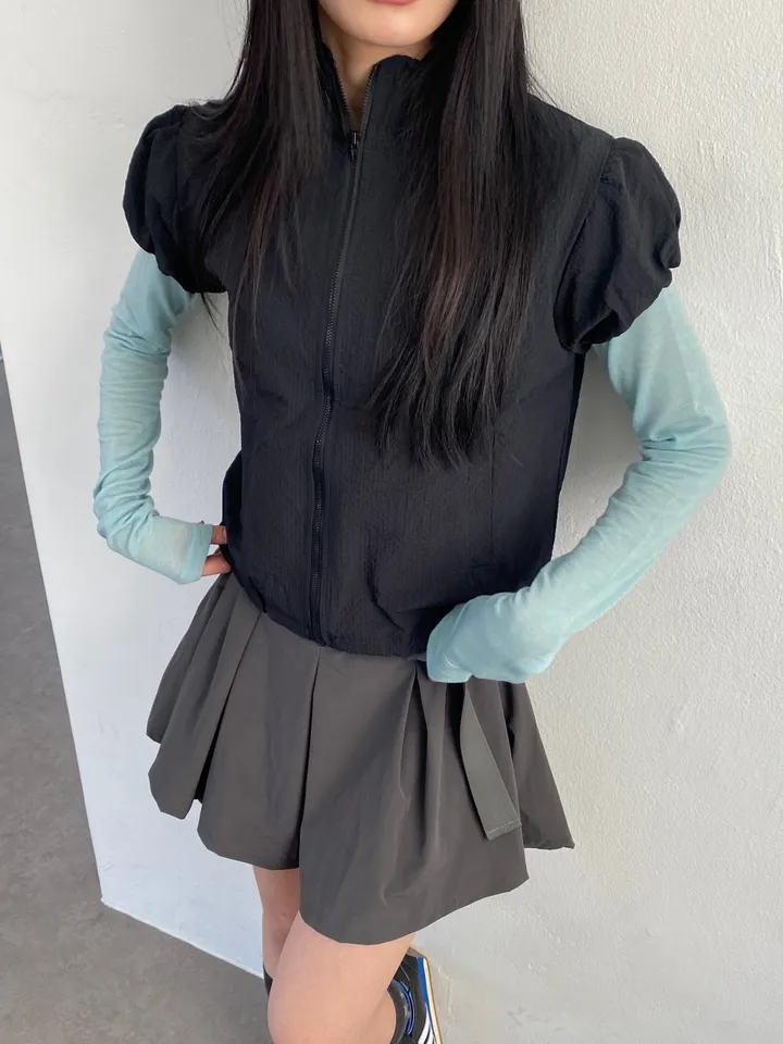 3일만할인[자체제작🍑국내고퀄/러블리룩📸] 시어서커 퍼프 셔링 반목 바람막이 상세 이미지 20
