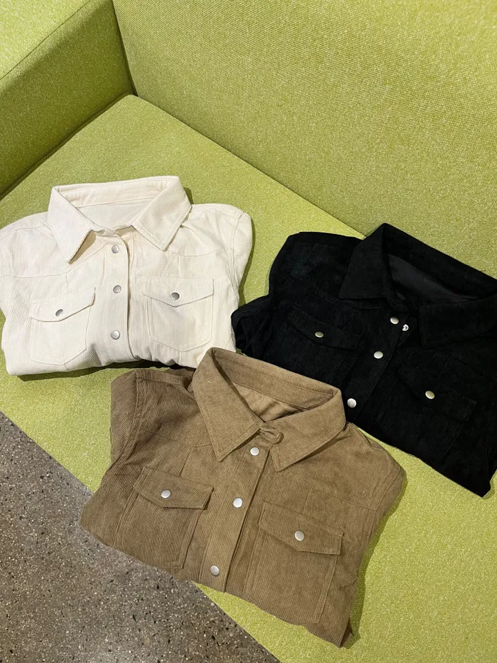 *당일발송!*[세련미🤎/봄셔츠] 코듀로이 골덴 셔츠 남방 카라 자켓 3colors 세미 크롭 슬림핏 (봄자켓/겨울자켓/가을자켓/코듀로이셔츠/빈티지/유니크/겨울셔츠) 상세 이미지 20