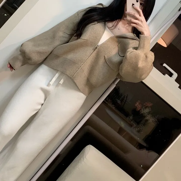 봄신상 고퀄리티 벌룬소매 아방핏 집업니트가디건  4COLOR 상세 이미지 10