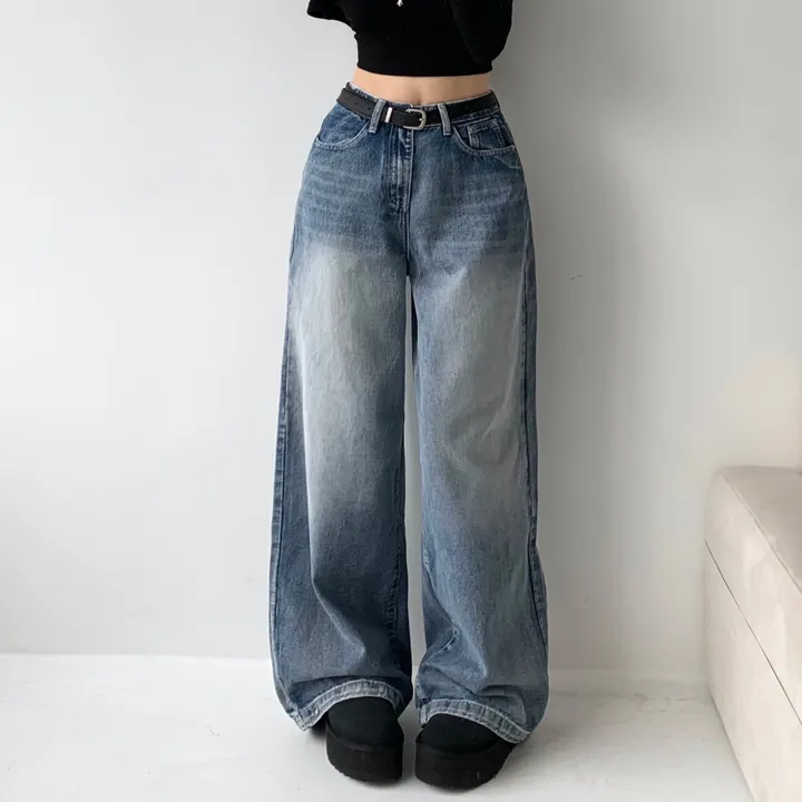 [모델소장🖤/기장선택/~XL] 페이블 3기장 힙 빈티지 워싱 하이웨스트 로우 밑단 스냅 조거 와이드 데님 팬츠 청바지 키작녀 키큰녀 남녀공용 사계절팬츠 빅사이즈 상세 이미지 10