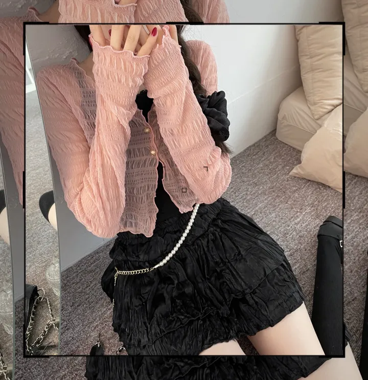 러핀 레이스 시스루 워머 가디건 상세 이미지 14