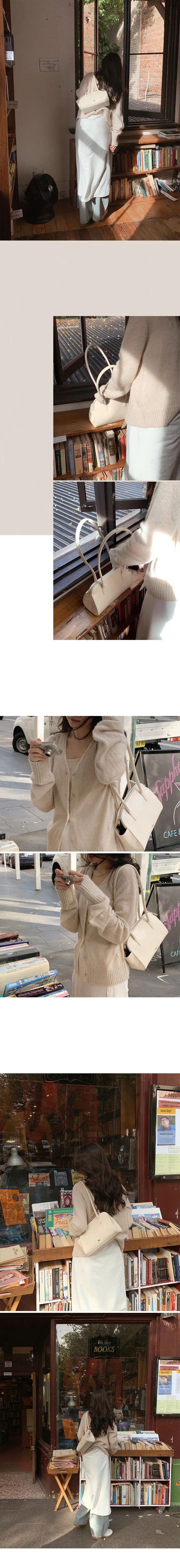 [🤎트렌디/숄더백] #LENTO. Baguette Tote Bag - 4 color (SLOWMADE/자체제작/알찬수납력/데일리/바게트백/레더백/이너포켓) 상세 이미지 27
